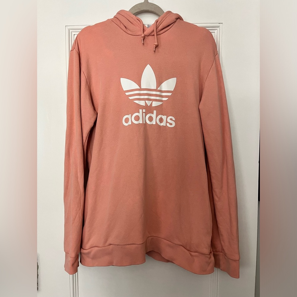 Women’s Adidas Logo Hoodie Peach Pink - Size Medium